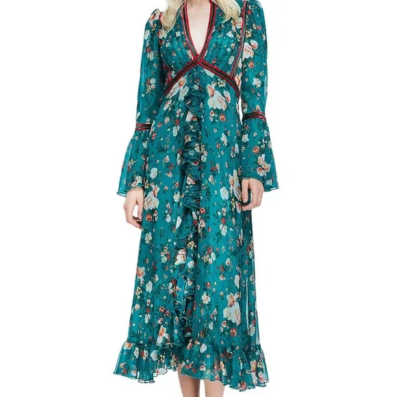Tadashi Shoji | Dresses | Tadashi Shoji Green Floral Dress | Poshmark